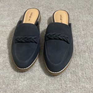Black Slip On Mules with Braided Detail Suede Like Material Size 8M